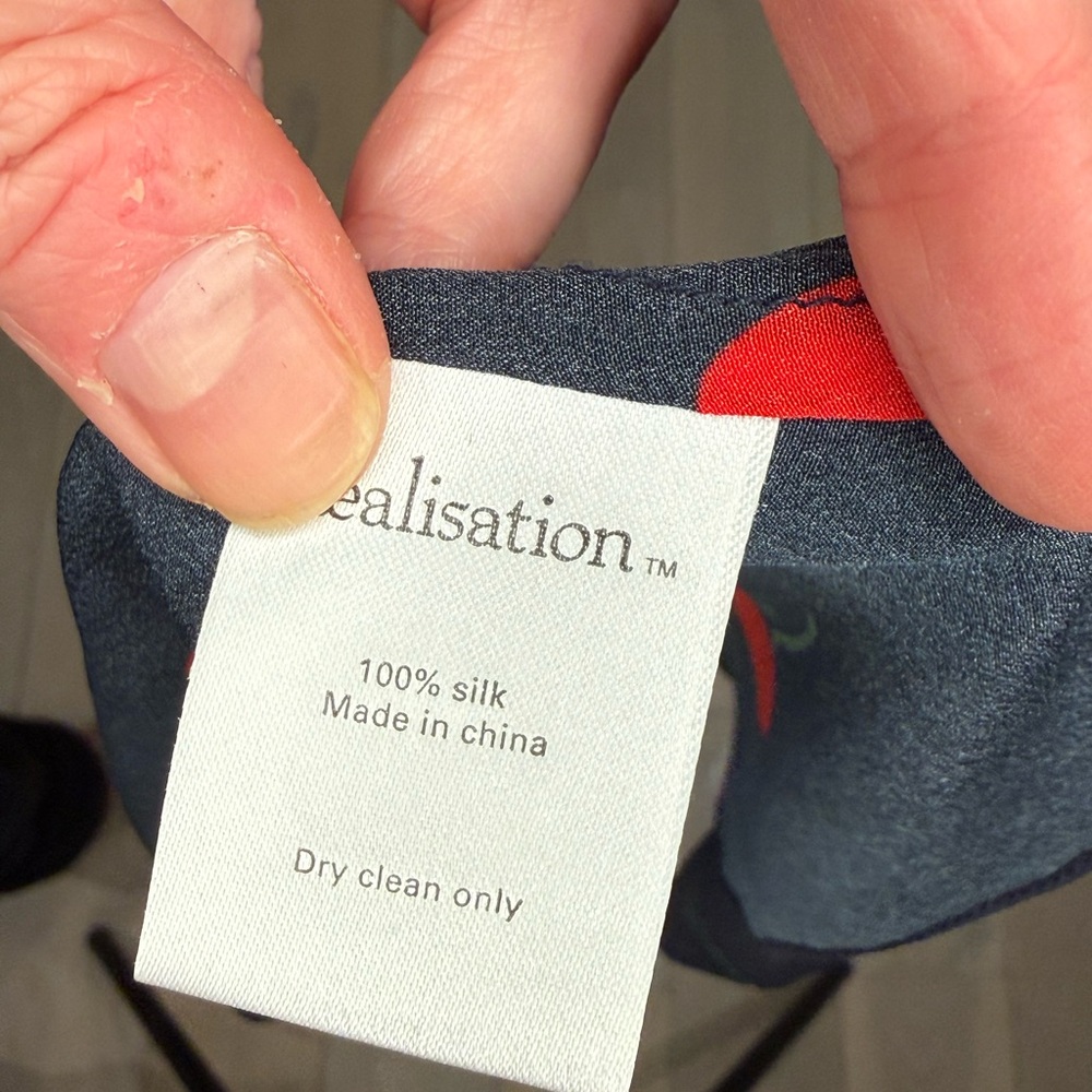 Realisation Par Silk Cherry Pattern Tie Front Blo… - image 6